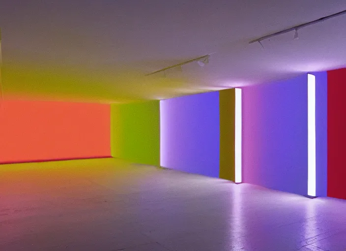 Image similar to painting of a dan flavin installation by thomas cole