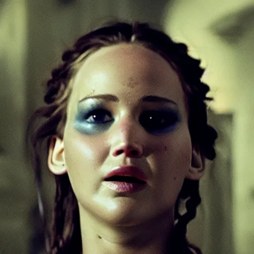 Prompt: jennifer lawrence as frankenstein's monster, color photography, sharp detail, still from the movie