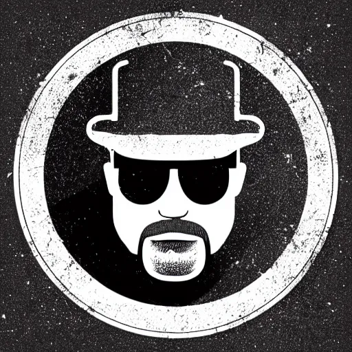 Image similar to warning sign with a vector graphic of heisenberg,