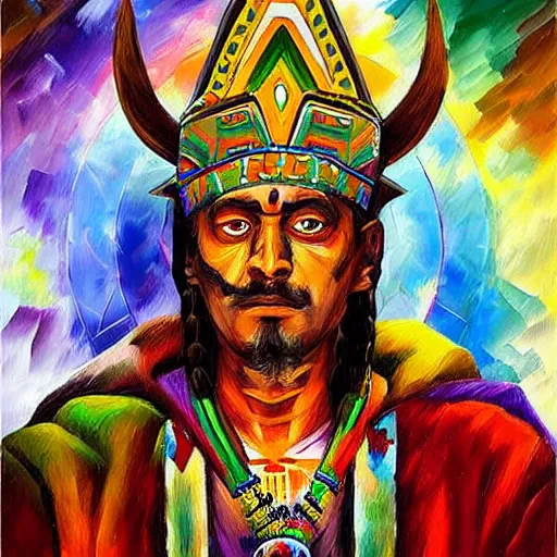 Image similar to DMT Aztec Priest artwork by Afremov, Leonid