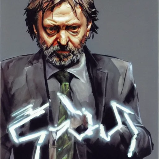 Image similar to slavoj zizek in a jojo pose, oil on canvas by yoji shinkawa and greg rutkowski