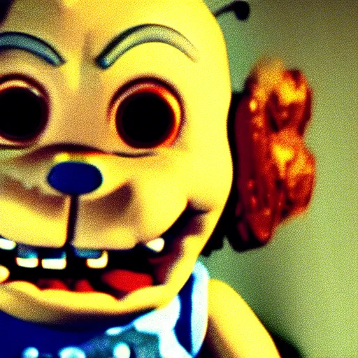 Prompt: Five Nights at Freddy's but its Chucky Cheese, 8k, found footage, high quality