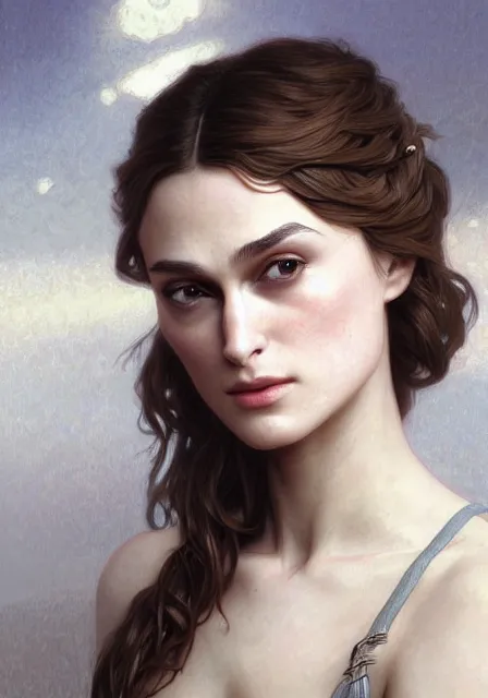 Prompt: sansa keira knightley, intricate, elegant, highly detailed, digital painting, artstation, concept art, smooth, sharp focus, illustration, art by artgerm and greg rutkowski and alphonse mucha and william - adolphe bouguereau