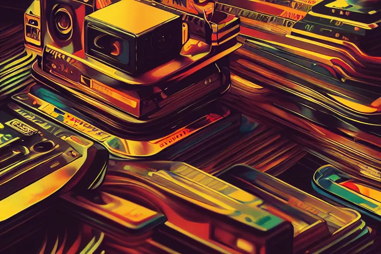 Prompt: chaos of vhs, highly detailed, smooth, photoreal, sharp focus, illustration, beautiful, geometric, dmt trending on artstation, cinematic, artwork by WLOP