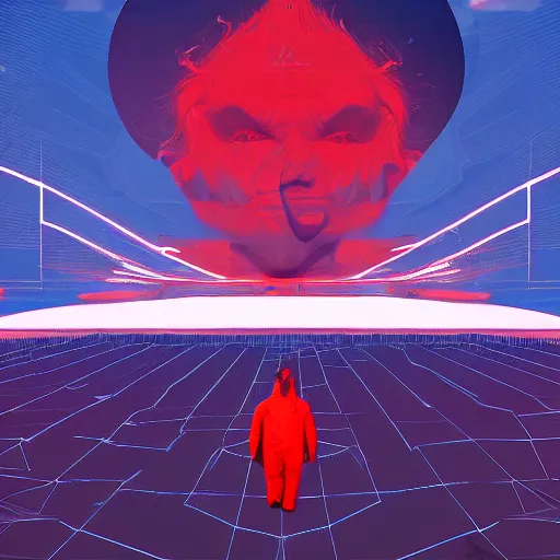 Prompt: landscape bitcoin satan with red skin and white angel wings by beeple digital art award winning nft 2 0 2 0 collection