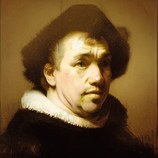 Prompt: mark fisher, portrait, by rembrandt