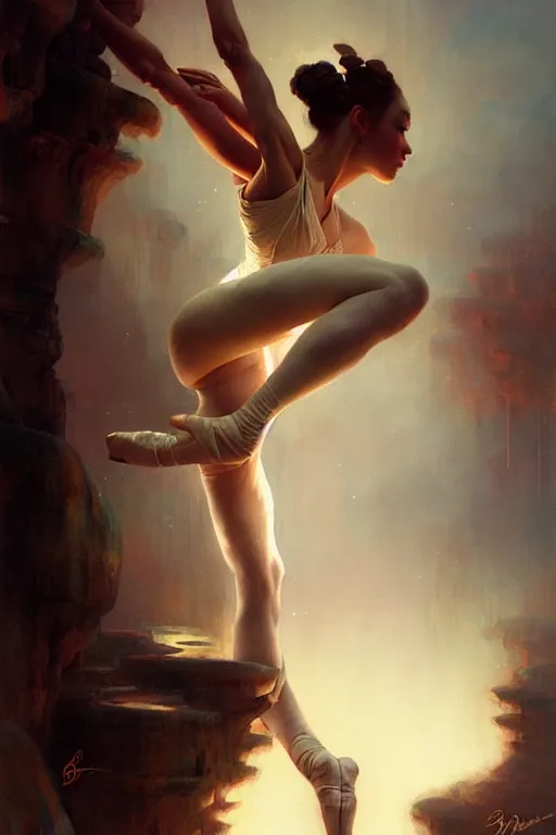 Image similar to giesha prima ballerina by bayard wu, anna podedworna, gaston bussiere, greg rutkowski