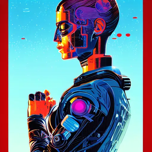 Image similar to a portrait of a female android, by Dan Mumford and Sandra Chevrier, 4k