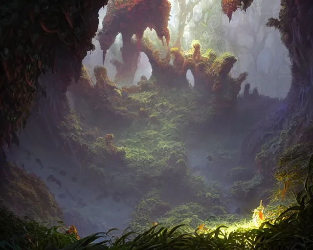 Image similar to mossy cave lit by orange minerals, deep focus, d & d, fantasy, intricate, elegant, highly detailed, digital painting, artstation, concept art, matte, sharp focus, illustration, hearthstone, art by artgerm and greg rutkowski and laura sava and alphonse mucha