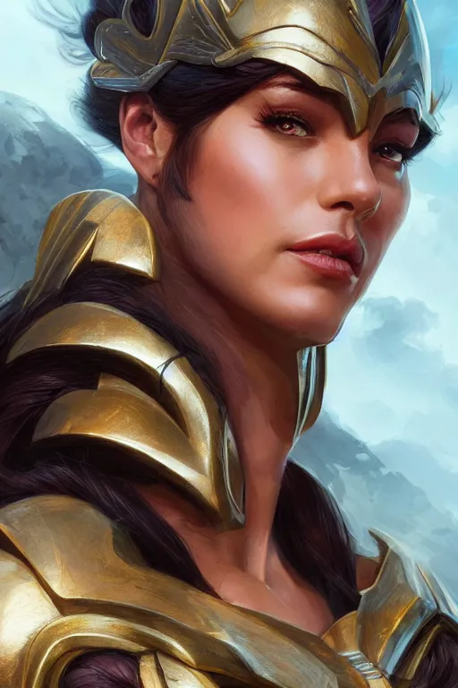 Image similar to amazon valkyrie athena, d & d, fantasy, portrait, highly detailed, headshot, digital painting, trending on artstation, concept art, sharp focus, illustration, art by artgerm and greg rutkowski and magali villeneuve