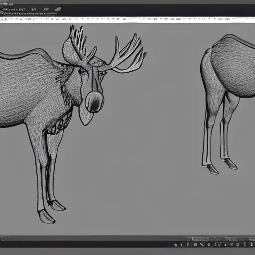 Image similar to i designed my 3 d model of a moose in cad, the textures are very low resolution but i am proud of what i accomplished
