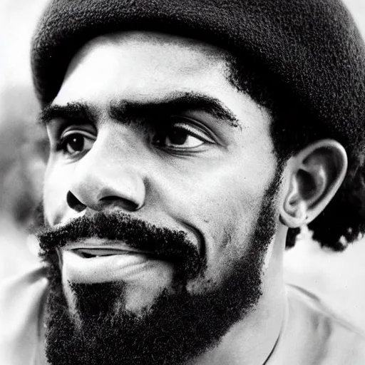 Image similar to portrait of kyrie irving, kyrie irving as che guevara, heroico, black and white, photograph by alberto korda, inspiring, dignifying, national archives