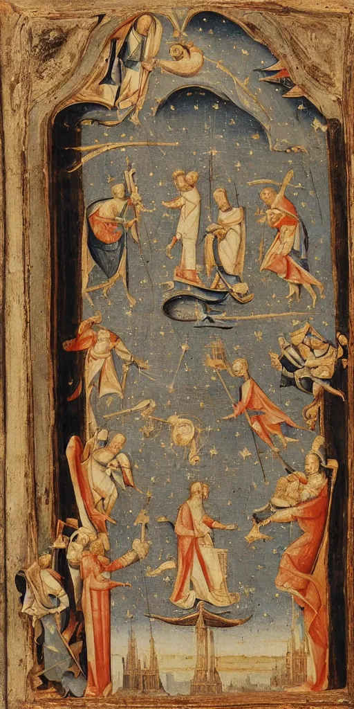 Prompt: the space shuttle launch in medieval art