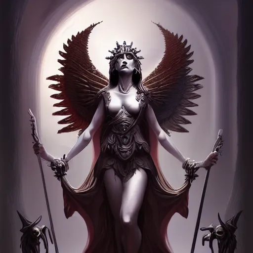 Prompt: Goddess of death, highly detailed, digital painting, artstation, concept art, smooth, sharp focus, illustration