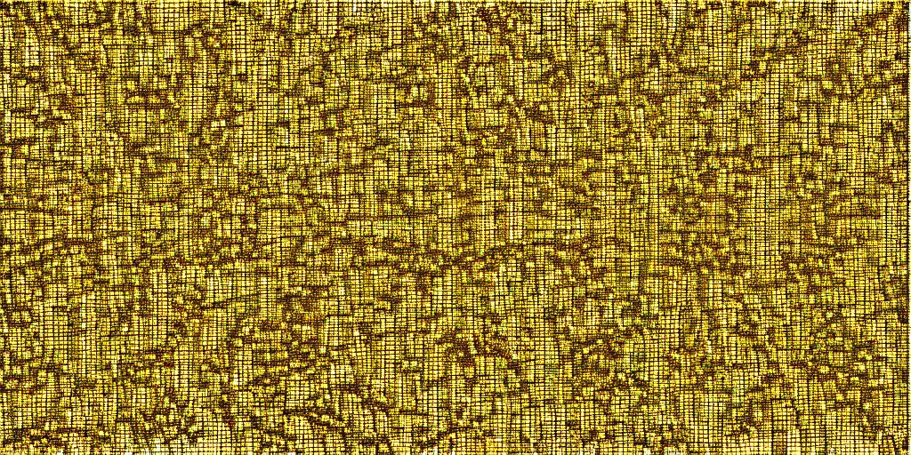 Image similar to a mosaic grid of 1 0 2 4 colored tile gold squares, gold, by richter, metallic, reflections, white border and background, lacquer on canvas, 1 0 2 4 farben abstract, geometric, sharp focus, highly detailed, digital painting, hyperealism, 8 k, hd