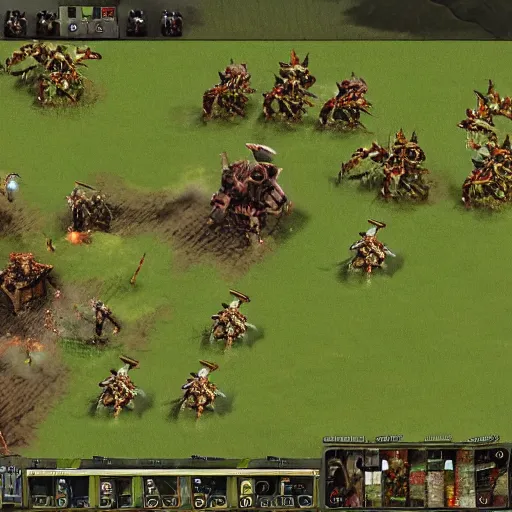 Image similar to an screenshot of an rts zombie game, detailed, realistic,