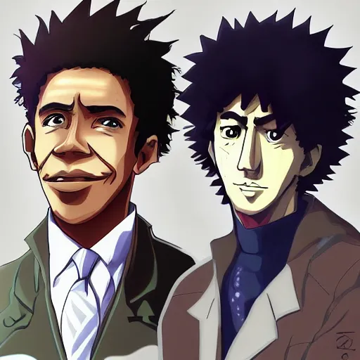 Image similar to anime portrait of obama, spike spiegel, cowboy bebop, trending on artstation