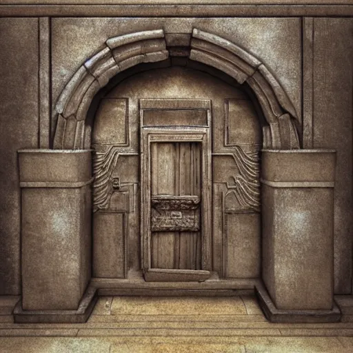 Prompt: an ancient door opening cinematic hyper detailed realistic