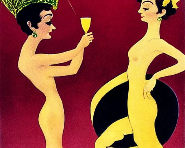 Image similar to audrey hepburn as cancan dancer, melchizedek champagne bottle. leonetto cappiello, pur champagne damery, 1 9 0 2.