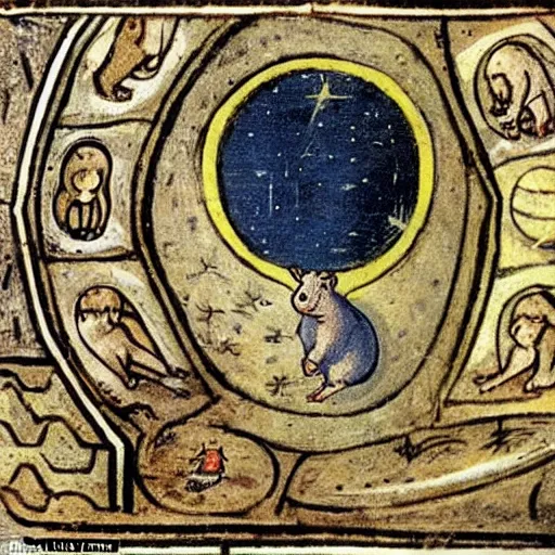 Prompt: Miniature giant space hamster depicted in the medieval history book