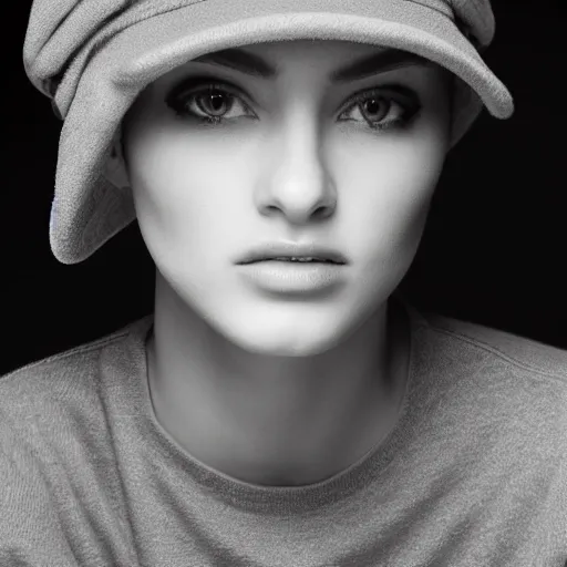 Image similar to a fashion model wearing a cap, portrait shot