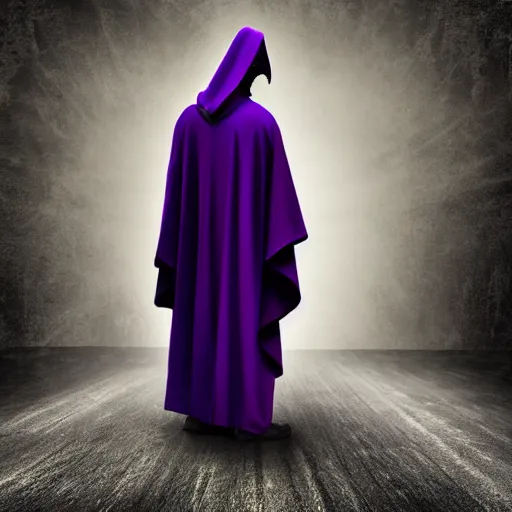 Prompt: grim reaper, purple cloak, scary