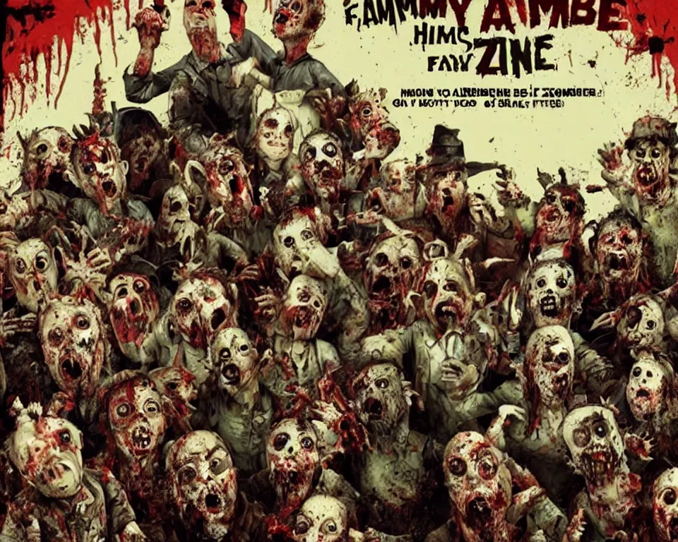 Image similar to a horror movie poster featuring an army of zombie farm animals