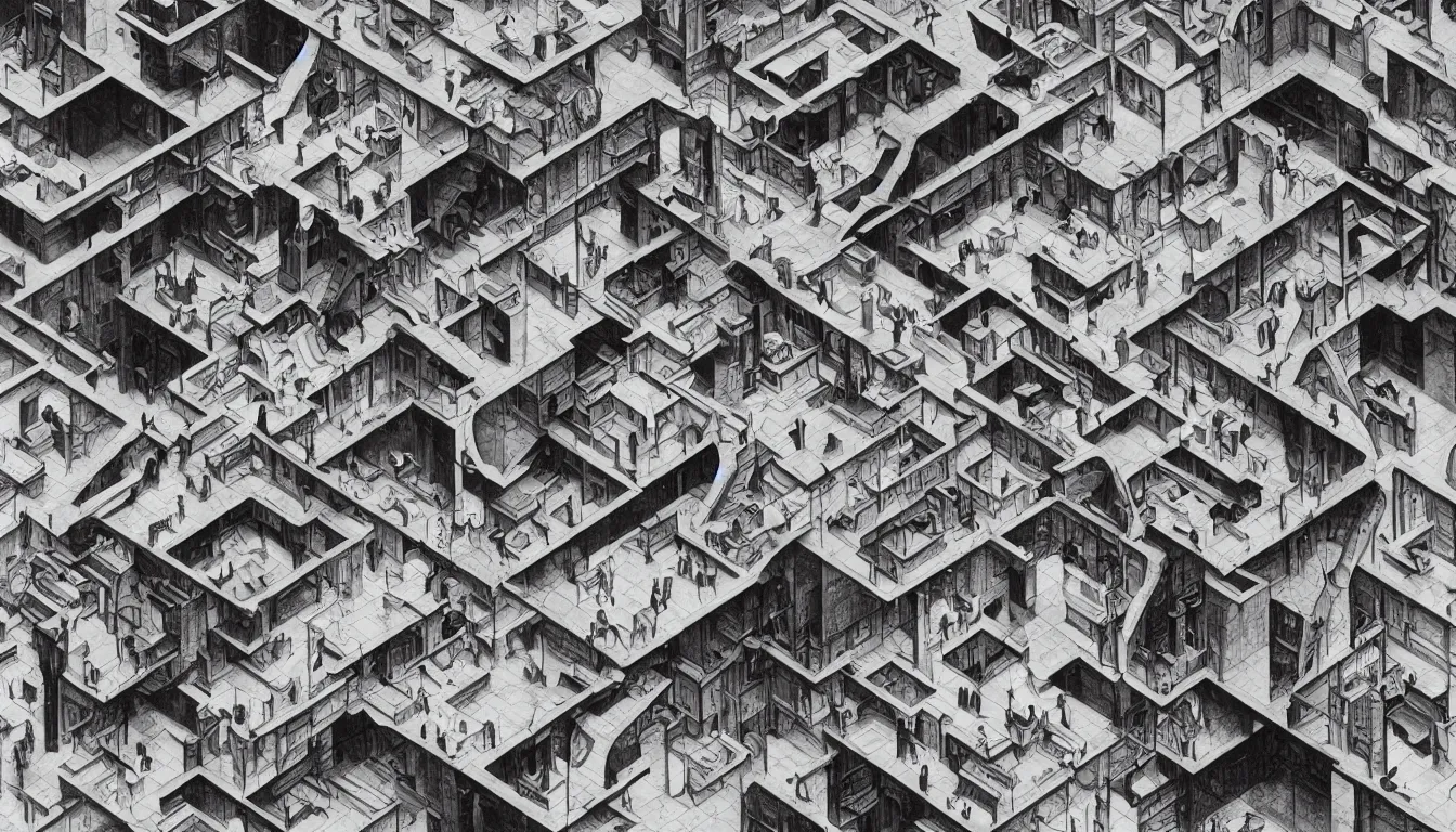 Image similar to m c escher impossible architecture