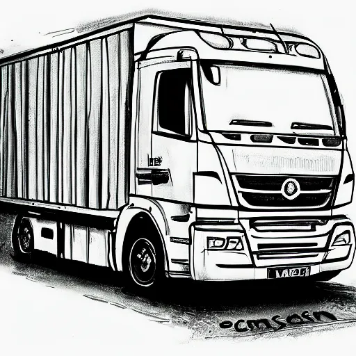 Image similar to an awesome camion sketch by peter klasen