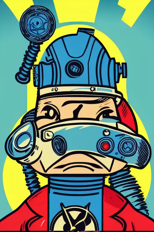 Image similar to fallout 7 6 retro futurist illustration art by butcher billy, sticker, colorful, illustration, highly detailed, simple, smooth and clean vector curves, no jagged lines, vector art, smooth andy warhol style