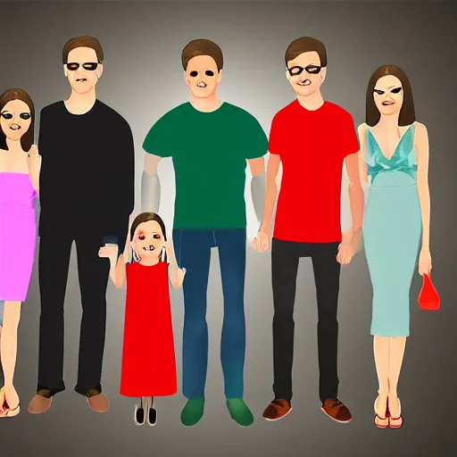 Prompt: modern family, digital art