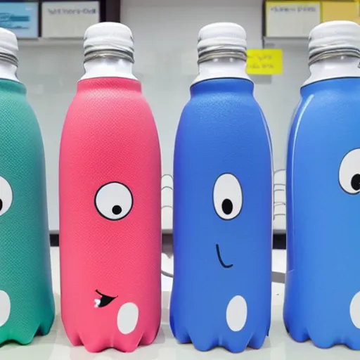 Prompt: anthropomorphized water bottle