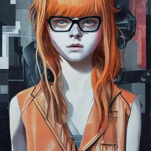 Image similar to Elle Fanning in Metal Gear Solid picture by Sachin Teng, asymmetrical, dark vibes, Realistic Painting , Organic painting, Matte Painting, geometric shapes, hard edges, graffiti, street art:2 by Sachin Teng:4