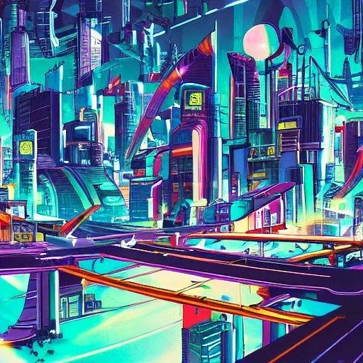 Prompt: 80s anime futuristic cityscape