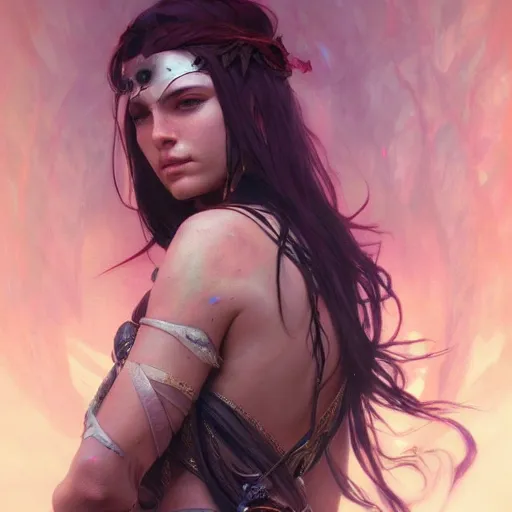 Prompt: incredibly beautiful and savage barbarian sorceress, cinematic, stunning, hyper realistic, ultra detailed, digital painting, masterpiece on artstation, soft focus, mystical lighting, evil colors, full body shot, illustration, art by artgerm and greg rutkowski and alphonse mucha