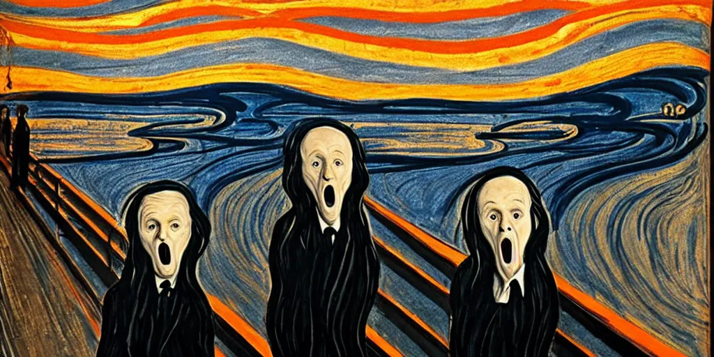 Image similar to john snow in the the scream painting