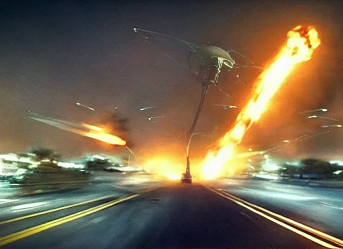 Image similar to Dash cam footage of an alien invasion, michael bay, war of the worlds