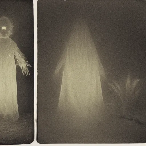 Image similar to intestinal folded glow - in - the - dark ectoplasm, shadow people, slimer, spirit photography, 1 9 0 0 s, daguerreotype