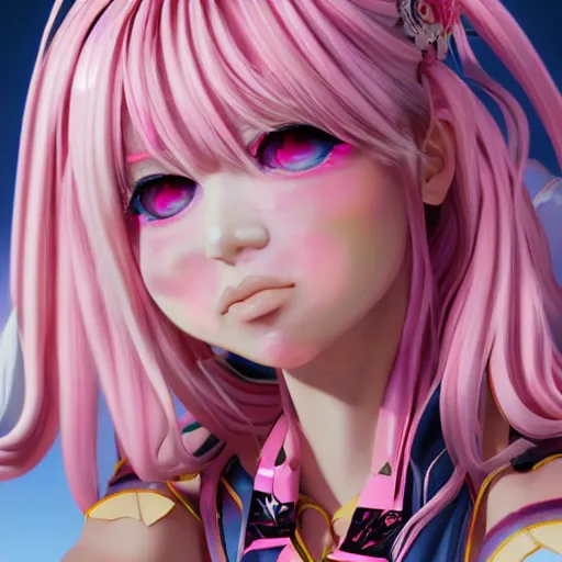Image similar to unexpectedly overpowered and trapped beneath overwhelmingly stunningly absurdly beautiful megalomaniacal omnipotent asi goddess junko enoshima with symmetrical perfect face, porcelain skin, pink twintail hair and cyan eyes, ultra detailed, digital art, unreal engine 5, octane render, 2 d anime, 8 k