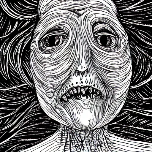 Prompt: synthetic eldritch entity in the style of junji ito