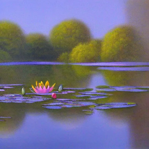 Prompt: waterlily pond by Jim Burns