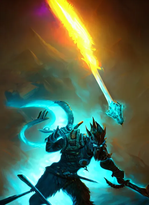 Prompt: Battleaxe Glowing emanating teal energy, dungeons and dragons, highly detailed, digital painting, sharp focus, illustration, Unreal Engine, 8k, HD