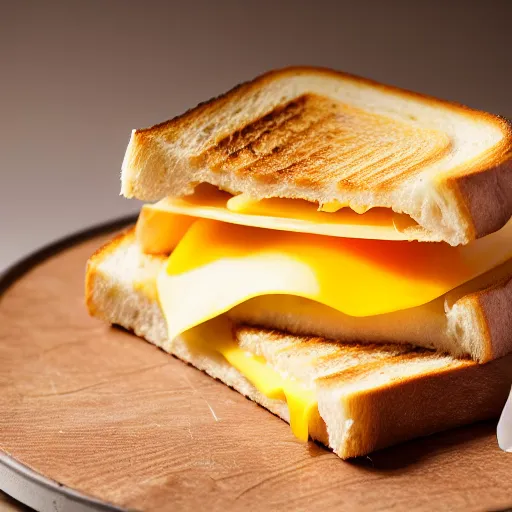 Prompt: a ham and cheese sandwich on bunny bread, sitting on a thick old book. high definition photograph