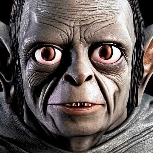 Prompt: lord of the rings gollum holding a large square black stone
