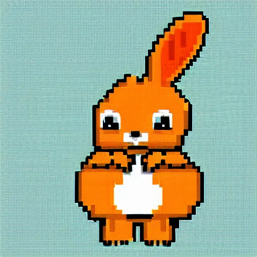 Image similar to pixel art of a cute rabbit eating a carrot