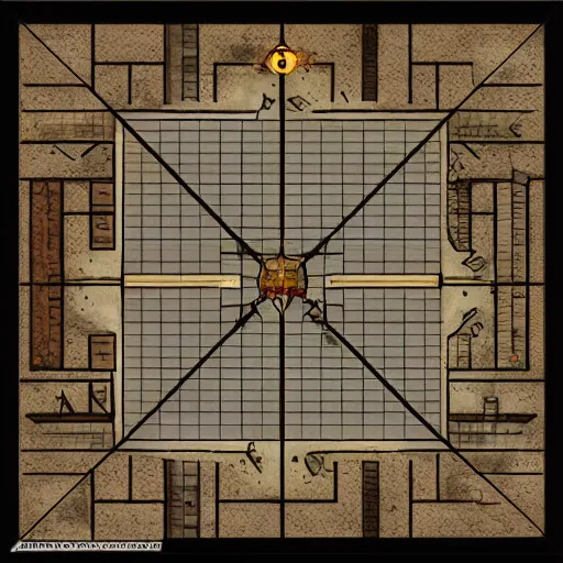 Image similar to a d & d battle map with grid, dndmaps, top - down view