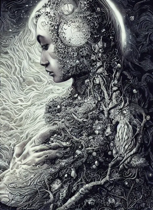 Image similar to Moon goddess painting by Dan Hillier, trending on artstation, artstationHD, artstationHQ, 4k, 8k