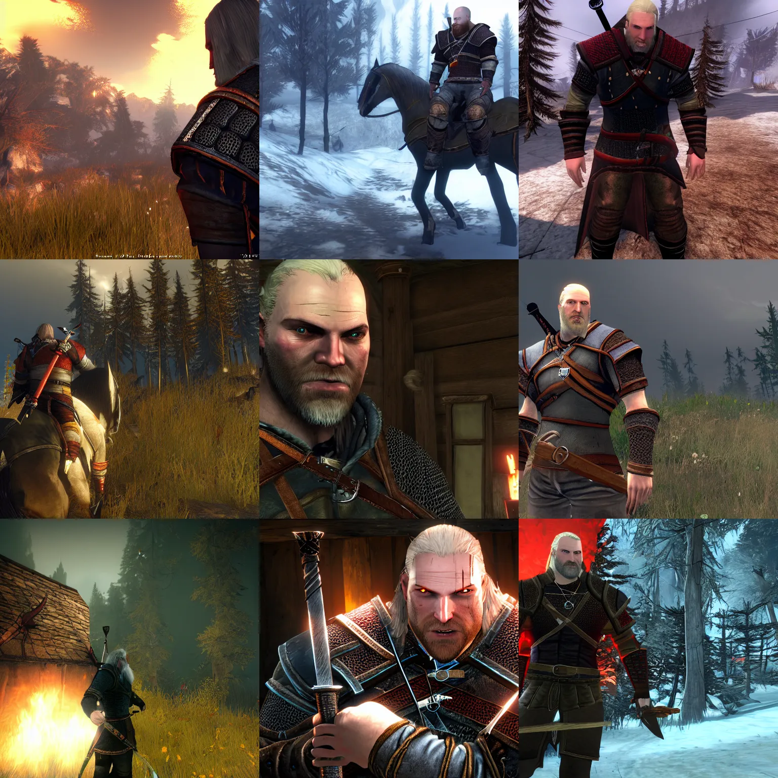 Prompt: game screenshot of angriestpat in the witcher 1