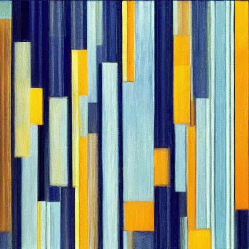 Prompt: In this computer art, the artist has used a simple palette of colors to create a feeling of calm and serenity. The soft hues of blue and green are reminiscent of a cloudy sky, while the orange and yellow suggest the warm glow of the sun. The vertical stripes of color are divided by thin lines of black, which give the impression of deep space. The overall effect is one of peacefulness and balance. Prada, comic strip by Akira Toriyama churning