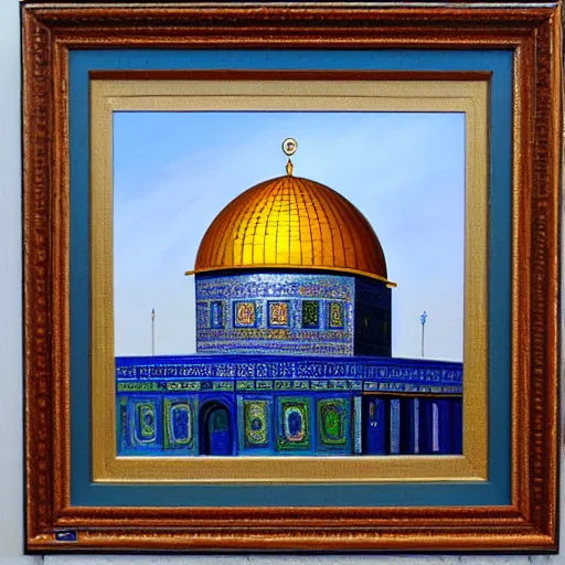 Image similar to dome of the rock, oil painting